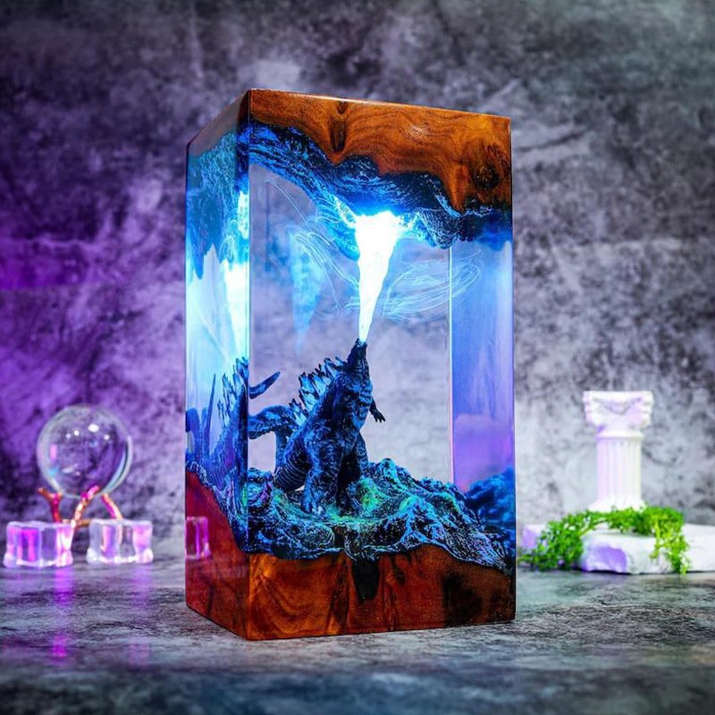 Kaiju Kiln resin lamp with atomic-breath LED